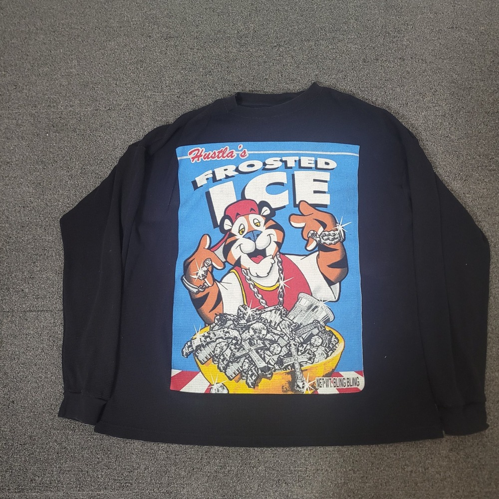 Cypher Size 2XL Thermal Shirt Mens Black Hustla's Frosted Ice Graphic Tee